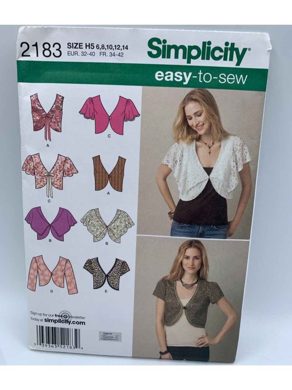Simplicity Misses Vest Jacket Sewing Pattern Size 6 8 10 12 14 2183 - Uncut 2011